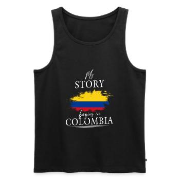 My story begins in Colombia Kolumbien - Männer Premium Bio Tank Top - Schwarz - Vorne - AI Model Male 178 light (178cm)