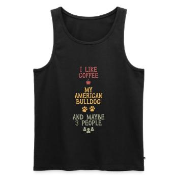 Le café et mon bouledogue américain - Débardeur bio Premium Homme - noir - Devant - Michal (187cm)