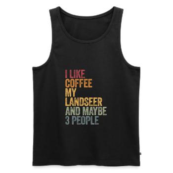 J’aime le café mon Landseer et peut-être 3 personnes - Débardeur bio Premium Homme - noir - Devant - Michal (187cm)