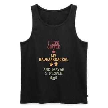 J’aime le café mon Rauhaardackel et peut-être 3 personnes - Débardeur bio Premium Homme - noir - Devant - Michal (187cm)