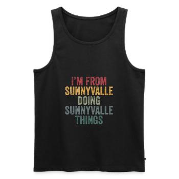 Sunnyvalle things city - Men's Premium Organic Tank Top - black - Front - AI Model Male 178 light (178cm)