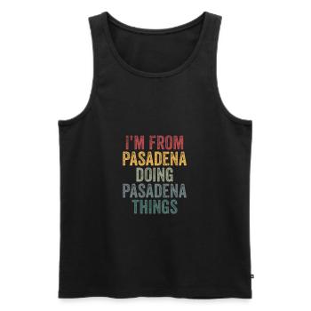 Pasadena things city - Men's Premium Organic Tank Top - black - Front - AI Model Male 178 light (178cm)