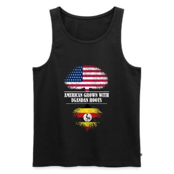 Américain cultivé avec des racines ougandaises drapeau - Débardeur bio Premium Homme - noir - Devant - Michal (187cm)