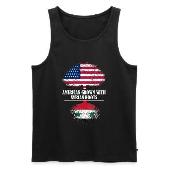 Américain cultivé avec des racines syriennes drapeau - Débardeur bio Premium Homme - noir - Devant - Michal (187cm)
