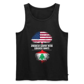 American grown with Lebanese roots Lebanon - Männer Premium Bio Tank Top - Schwarz - Vorne - Michal (187cm)