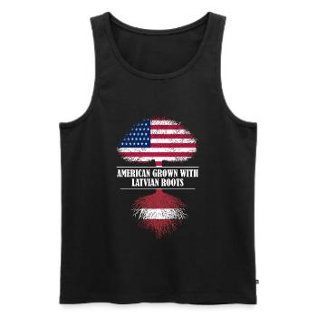 American grown with Latvian roots flag - Männer Premium Bio Tank Top - Schwarz - Vorne - Michal (187cm)