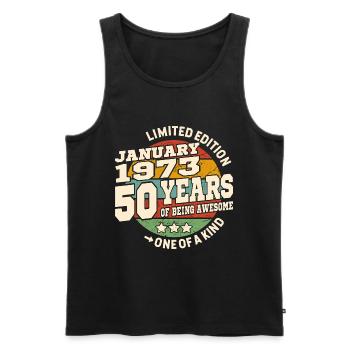 50 years - birthday January 1973 - Men's Premium Organic Tank Top - black - Front - AI Model Male 178 light (178cm)