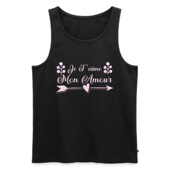 Je t'aime mon amour. cadeau saint valentin. couple - Débardeur bio Premium Homme - noir - Devant - Michal (187cm)
