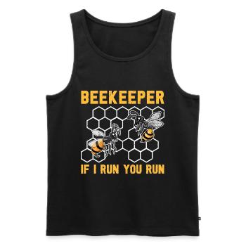 When I Run, You Run Bee Too Funny Beekeeper - Men's Premium Organic Tank Top - black - Front - AI Model Male 178 light (178cm)