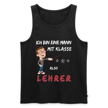 Lehrer mit Klasse Schule Abi Matura Gymnasium - Männer Premium Bio Tank Top - Schwarz - Vorne - Michal (187cm)