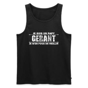 je suis un papy gérant - Débardeur bio Premium Homme - noir - Devant - AI Model Male 178 light (178cm)