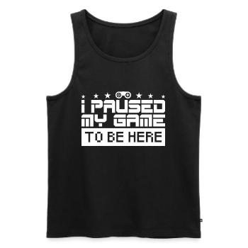 Ich habe mein Spiel gestoppt, um hier zu sein. Gamer-Geschenk. - Männer Premium Bio Tank Top - Schwarz - Vorne - AI Model Male 178 light (178cm)