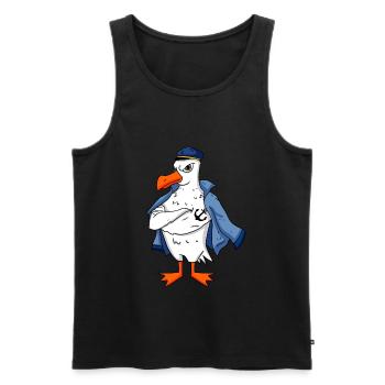 Muskelöse Seemöwe mit Anker Tattoo Möwe Geschenk - Männer Premium Bio Tank Top - Schwarz - Vorne - Michal (187cm)