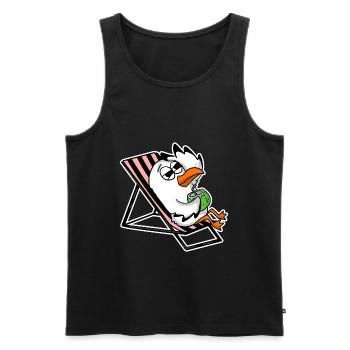Seagull on the beach - Men's Premium Organic Tank Top - black - Front - Michal (187cm)
