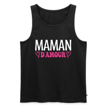 Maman d'amour, fêtes des mères. cadeau maman, mère - Débardeur bio Premium Homme - noir - Devant - Michal (187cm)