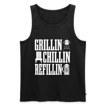 Beer Drink BBQ Party Gift Funny BBQ - Men's Premium Organic Tank Top - black - Front - AI Model Male 178 light (178cm)
