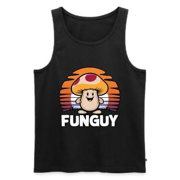 Funny Cartoon Mushroom Character Smiling Guy - Men's Premium Organic Tank Top - black - Front - AI Model Male 178 light (178cm)
