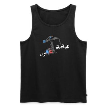 Crane Santa Claus Christmas sleigh - Funny - Men's Premium Organic Tank Top - black - Front - Michal (187cm)