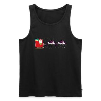 Orca Santa Christmas Sleigh - Funny Orca Xmas - Men's Premium Organic Tank Top - black - Front - Michal (187cm)