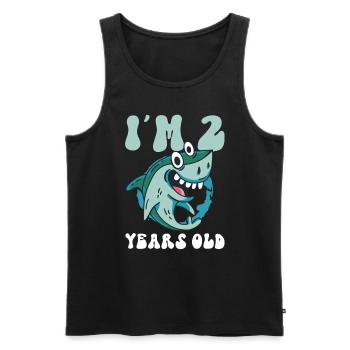 The Little Megalodon Hunter is 2 - Megalodon Shark - Men's Premium Organic Tank Top - black - Front - Michal (187cm)