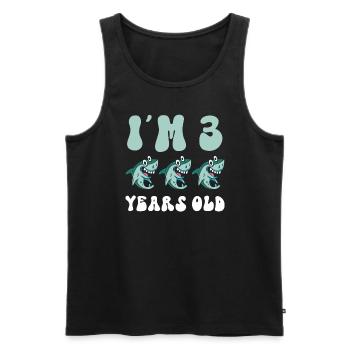 This little megalodon hunter is 3 - - Men's Premium Organic Tank Top - black - Front - AI Model Male 178 light (178cm)