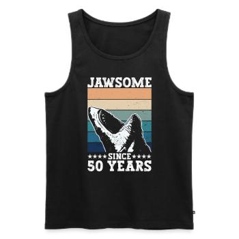 Jawsome for 50 years - Megalodon shark 50. - Men's Premium Organic Tank Top - black - Front - Michal (187cm)