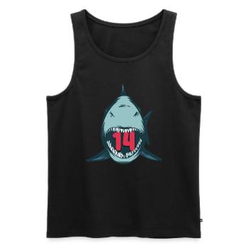 Megalodon Hai 14th birthday 14 years Megalodon - Men's Premium Organic Tank Top - black - Front - Michal (187cm)