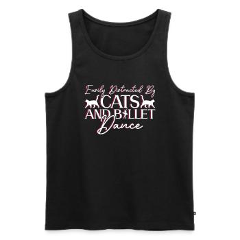 Easily distracted by cats and ballet dance - Men's Premium Organic Tank Top - black - Front - Michal (187cm)