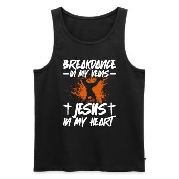 Breakdance In My Veins Jesus In Heart Breakdance - Men's Premium Organic Tank Top - black - Front - AI Model Male 178 light (178cm)