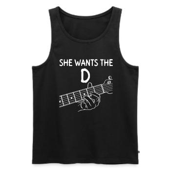 She Wants The D - Guitariste Electrique - Débardeur bio Premium Homme - noir - Devant - AI Model Male 178 light (178cm)