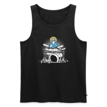 Heilige Maria am Schlagzeug - Schlagzeuger Rock - Männer Premium Bio Tank Top - Schwarz - Vorne - Michal (187cm)