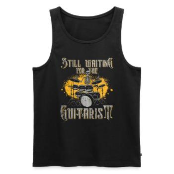 Still Waiting For The Guitarist - batterie rock - Débardeur bio Premium Homme - noir - Devant - AI Model Male 178 light (178cm)