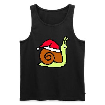 Schnecke Pixelated Christmas - Lustige Schnecke - Männer Premium Bio Tank Top - Schwarz - Vorne - Michal (187cm)