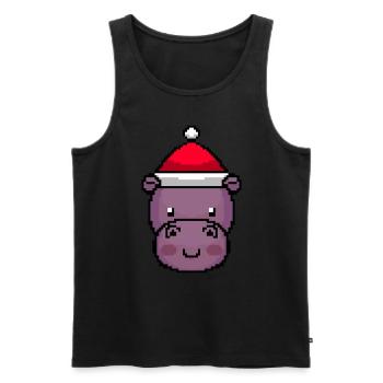 Hippo Pixelated Christmas - Funny - Men's Premium Organic Tank Top - black - Front - Michal (187cm)