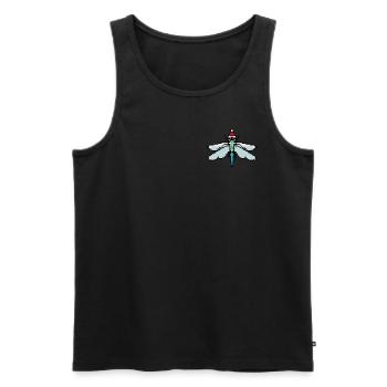 Dragonfly Pixelated Christmas - Drôle de libellule - Débardeur bio Premium Homme - noir - Devant - Michal (187cm)