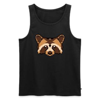 Pixelated Raccoon Face - Funny Raccoon - Men's Premium Organic Tank Top - black - Front - AI Model Male 178 light (178cm)