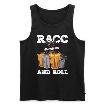 Racc And Roll - Lustiger Waschbär - Männer Premium Bio Tank Top - Schwarz - Vorne - AI Model Male 178 light (178cm)