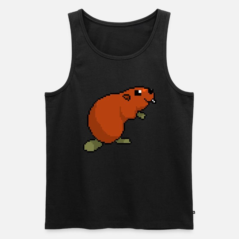 Verpixelter Biber - Lustiger Biber - Männer Premium Bio Tank Top - Schwarz