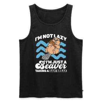 Biber Dam Break Pause - Lustiger Biber - Männer Premium Bio Tank Top - Schwarz - Vorne - AI Model Male 178 light (178cm)