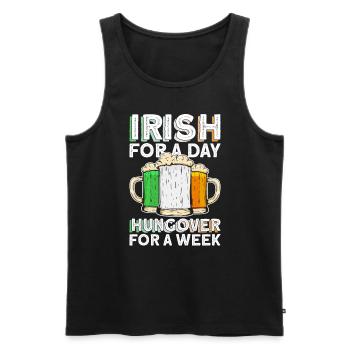 Irlandais pour un jour La gueule de bois pour une semaine - St Patrick’s - Débardeur bio Premium Homme - noir - Devant - AI Model Male 178 light (178cm)