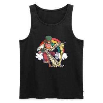 Leprechaun spielt die Harfe - St. Patricks Day - Männer Premium Bio Tank Top - Schwarz - Vorne - Michal (187cm)