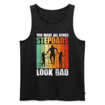 Stepfather Father's Day Stepdaddy Gift Quote - Men's Premium Organic Tank Top - black - Front - Michal (187cm)