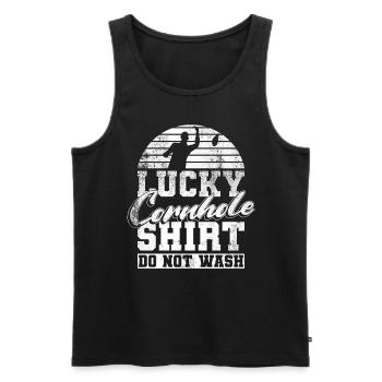 Cornhole Player Blind Hole - Funny Cornhole - Men's Premium Organic Tank Top - black - Front - AI Model Male 178 light (178cm)