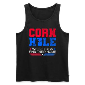 Cornhole Player Blind Hole - Funny Cornhole - Men's Premium Organic Tank Top - black - Front - AI Model Male 178 light (178cm)
