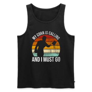 Cornhole Player Blind Hole - Funny Cornhole - Men's Premium Organic Tank Top - black - Front - AI Model Male 178 light (178cm)