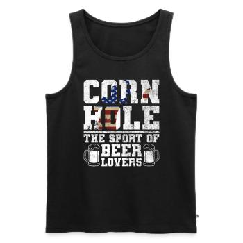 Cornhole Player Beer - Fun Cornhole - Men's Premium Organic Tank Top - black - Front - Michal (187cm)