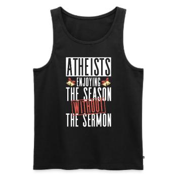 Atheist Atheism Anti Church Christmas - Men's Premium Organic Tank Top - black - Front - AI Model Male 178 light (178cm)