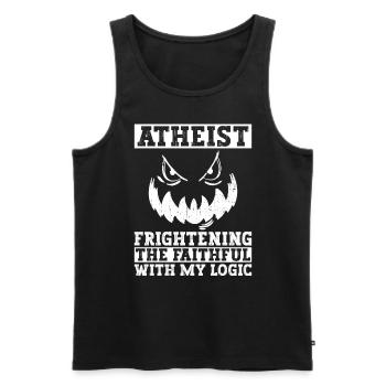 Atheist Logik Atheismus Anti Kirche Halloween - Männer Premium Bio Tank Top - Schwarz - Vorne - Michal (187cm)