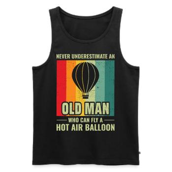 Old Man Hot Air Ballooning Hopper Balloon - Men's Premium Organic Tank Top - black - Front - Michal (187cm)