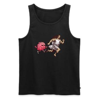Jesus wird von Gehirn gejagt - Atheist Atheismus - Männer Premium Bio Tank Top - Schwarz - Vorne - Michal (187cm)
